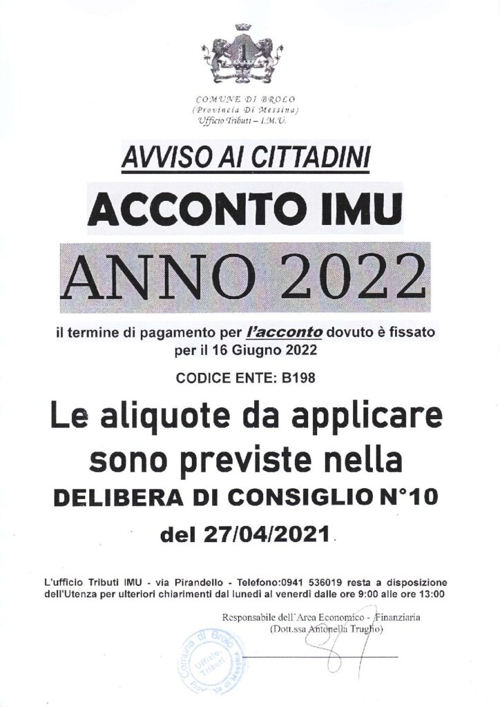 Acconto IMU Anno 2022